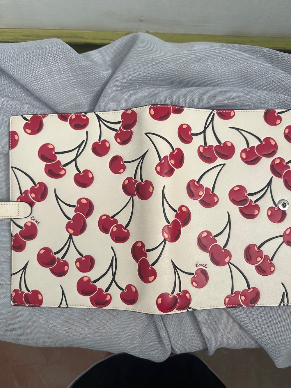 Coach Cream Cherry-Print Leather Refillable Notebook Cover with Paper - Picture 5 of 11